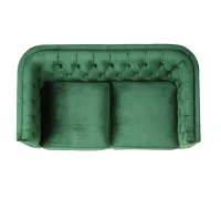 Modern Glam Loveseat sofa with Velvet Upholstery, Wingback Design, Button-Tufted Diamond Stitch, 53.50" W x 31.00" D x 30.00" H, Emerald(m-9)