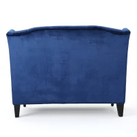 Modern Glam Loveseat Sofa with Velvet Upholstery, Wingback Design, Button-Tufted Diamond Stitch, 50.50" W x 34.00" D x 38.50" H, Navy Blue(m-9)