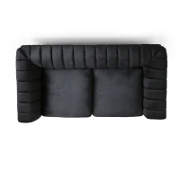 Modern Glam Loveseat Sofa with Velvet Upholstery, Wingback Design, Button-Tufted Diamond Stitch, 62.00" W x 33.00" D x 28.50" H, Black(m-8)