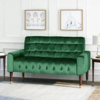 Modern Glam Loveseat Sofa with Velvet Upholstery, Wingback Design, Button-Tufted Diamond Stitch, 52.00" W x 30.50" D x 32.50" H, Emerald(m-1)