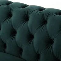 Chesterfield Velvet Loveseat Sofa, 2-Person Rolled Arm Upholstered Couch, with Tufted Buttons, Pine Wood Frame, 59.50" Wx34.00" Dx27.00" H, Dark Green(m-7)
