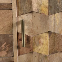 Mid-Century Modern 3-Drawer Sideboard with 2 Doors, Mango Wood, 3D Tile Weave Design, Ample Storage, 56" W x 16" D x 36" H, Natural(m-8)