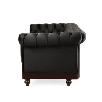 Chesterfield Velvet Loveseat Sofa, 2-Person Rolled Arm Upholstered Couch, with Tufted Buttons, Pine Wood Frame, 59.50" Wx34.00" Dx27.00" H, Black(m-12)