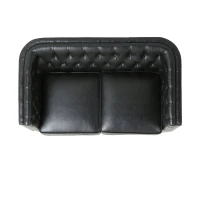Modern Glam Loveseat Sofa with Velvet Upholstery, Wingback Design, Button-Tufted Diamond Stitch, 53.50" W x 31.00" D x 30.00" H, Black(m-9)