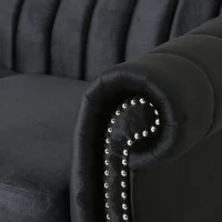 Modern Glam Loveseat Sofa with Velvet Upholstery, Wingback Design, Button-Tufted Diamond Stitch, 62.00" W x 33.00" D x 28.50" H, Black(m-6)