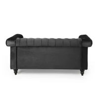 Modern Glam Loveseat Sofa with Velvet Upholstery, Wingback Design, Button-Tufted Diamond Stitch, 61.00" W x 32.00" D x 25.50" H, Black(m-11)