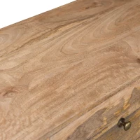 Mid-Century Modern 3-Drawer Sideboard with 2 Doors, Mango Wood, 3D Tile Weave Design, Ample Storage, 56" W x 16" D x 36" H, Natural(m-7)