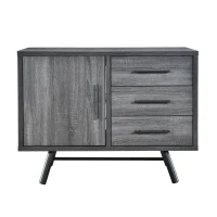 Vinsetto Modern Industrial Small Sideboard with 3 Drawers and Cabinet Storage, Wooden Look with Iron Legs, 38.00” W x 20.00” D x 29.50” H, Oak(m-6)