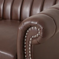 Modern PU Leather Glam loveseat sofa with Wingback Design and Button-Tufted Diamond Stitch, 62.00" W x 33.00" D x 28.50" H, Dark Brown(m-6)