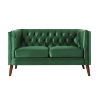 Modern Glam Loveseat sofa with Velvet Upholstery, Wingback Design, Button-Tufted Diamond Stitch, 53.50" W x 31.00" D x 30.00" H, Emerald(m-2)