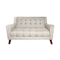 Modern Glam Loveseat Sofa with Velvet Upholstery, Wingback Design, Button-Tufted Diamond Stitch, 53.00" W x 31.50" D x 32.50" H, Beige(m-2)