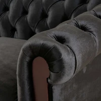 Chesterfield Velvet Loveseat Sofa, 2-Person Rolled Arm Upholstered Couch, with Tufted Buttons, Pine Wood Frame, 59.50" Wx34.00" Dx27.00" H, Black(m-8)