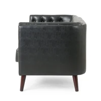 Modern Glam Loveseat Sofa with Velvet Upholstery, Wingback Design, Button-Tufted Diamond Stitch, 53.50" W x 31.00" D x 30.00" H, Black(m-11)
