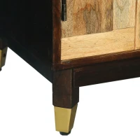 Vinsetto 3-Door Sideboard with Brass-Tipped Legs, Handmade Mango Wood, Boho Design, 55" W x 18" D x 30" H, Walnut(m-7)