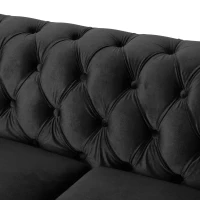 Modern Glam Loveseat Sofa with Velvet Upholstery, Wingback Design, Button-Tufted Diamond Stitch, 61.00" W x 32.00" D x 25.50" H, Black(m-5)