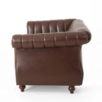 Modern PU Leather Glam loveseat sofa with Wingback Design and Button-Tufted Diamond Stitch, 62.00" W x 33.00" D x 28.50" H, Dark Brown(m-10)
