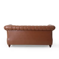 Modern PU Leather Glam Loveseat Sofa with Wingback Design and Button-Tufted Diamond Stitch, 62.00" W x 33.00" D x 28.50" H, Light Brown(m-11)