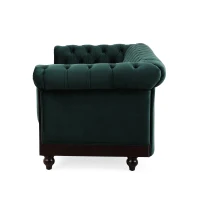Chesterfield Velvet Loveseat Sofa, 2-Person Rolled Arm Upholstered Couch, with Tufted Buttons, Pine Wood Frame, 59.50" Wx34.00" Dx27.00" H, Dark Green(m-12)
