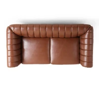 Modern PU Leather Glam Loveseat Sofa with Wingback Design and Button-Tufted Diamond Stitch, 62.00" W x 33.00" D x 28.50" H, Light Brown(m-8)