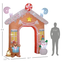 Outsunny 10FT Giant Inflatable Candy House Archway, Christmas Blow Up Arch with LED Lights for Indoor, Outdoor, Yard(m-3)