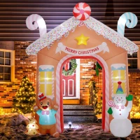 Outsunny 10FT Giant Inflatable Candy House Archway, Christmas Blow Up Arch with LED Lights for Indoor, Outdoor, Yard(m-10)