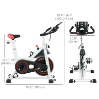 Soozier Adjustable Upright Stationary Exercise Bike w/ LCD Display, Indoor Cycling Bike for Home w/ Adjustable Resistance, White(m-3)
