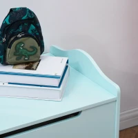 Qaba Kids Toy Chest Wooden Toy Storage Organizer Chest Box with Magnetic Hinge, Large Storage Space, & Groove Handle, Blue(m-11)