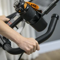 Soozier Adjustable Upright Stationary Exercise Bike w/ LCD Display, Indoor Cycling Bike for Home w/ Adjustable Resistance, White(m-10)