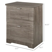 HOMCOM Wood 2-Drawer Lateral File Cabinet Organizer with Hanging Bar and Spacious Tabletop Display for for Letter/Legal Size, Grey(m-3)