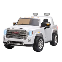 Aosom 12V Battery Kids GMC Sierra HD Ride On Toy with Remote Control, Bright Headlights & Working Suspension - White(m-12)