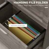 HOMCOM Wood 2-Drawer Lateral File Cabinet Organizer with Hanging Bar and Spacious Tabletop Display for for Letter/Legal Size, Grey(m-5)