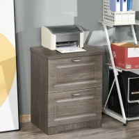 HOMCOM Wood 2-Drawer Lateral File Cabinet Organizer with Hanging Bar and Spacious Tabletop Display for for Letter/Legal Size, Grey(m-2)