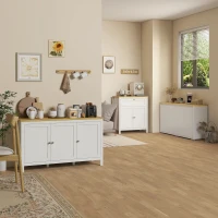 HOMCOM Sideboard, Buffet Cabinet with Doors and Adjustable Shelves for Living Room, Entryway, White and Natural(m-9)