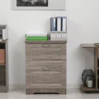 HOMCOM Wood 2-Drawer Lateral File Cabinet Organizer with Hanging Bar and Spacious Tabletop Display for for Letter/Legal Size, Grey(m-9)