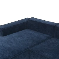 Minimalist Modular Sectional Sofa, Wrinkle-Resistant Chenille, L-Shaped Sleeper, No Assembly Required, 111.5" L x 72" W x 32" H, Dark Blue(m-9)