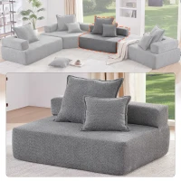 Loveseat Frame for Oversized Modular U Shaped Sectional Sofa, Spacious Foam-Filled Sofa Bed for Living Room, 48" L x 36" W x 24.5" H, Gray(m-4)