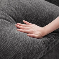 84" x 57" Modern 4-Seat Chenille Modular Sofa Set with 2 Pillows, Freely Combinable, for Living Room, 84″ L x 57″ W x 37″ H, Black+Gray(m-10)