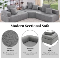 Oversized Modular L Shaped Sectional Sofa with 3-Piece Free Combination, Convertible Couch for Living Room, 103.5" L x 95.5" W x 24.5" H, Gray(m-5)