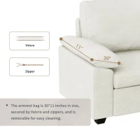 84" x 84" Modern Velvet Sectional Sofa Set with Ottoman and Armrest Pillow, 6-Seat Furniture for Living Room, 84″ L x 84″ W x 35″ H, Beige(m-7)