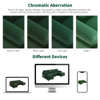 Modern U-Shaped 6-Seat Sectional Sofa with Chaise Lounge, Upholstered Sleeper Couch with Waist Pillows, 110″ L x 55″ W x 33″ H, Green(m-5)