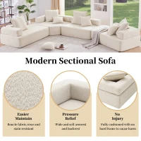 156" Oversized Modular U-Shaped Sectional Sofa with 4 Pieces Free Combination, Convertible Sleeper Couch for Living Room, Beige(m-5)