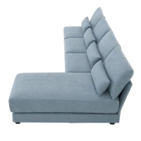 Oversized Deep Seat Sectional Sofa with Reversible Chaise, Loop Yarn Fabric, 5-Seat Couch for Living Room, 120″ L x 61″ W x 33″ H, Blue(m-13)