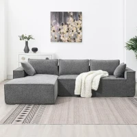 Minimalist Modular Sectional Sofa, Wrinkle-Resistant Chenille, L-Shaped Sleeper, No Assembly Required, 111.5" L x 72" W x 32" H, Gray(m-8)