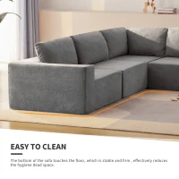116" Modular L-Shaped Sectional Sofa with 5-Piece Free Combination, Luxury Foam-Filled Sleeper Sofa Bed, 116″ L x 116″ W x 30″ H, Gray(m-4)