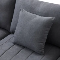 89" x 79" Modern Sectional Sofa with Vertical Stripes and 2 Pillows, 5-Seat Couch with Convertible Ottoman, for Living Room, Dark Gray(m-10)