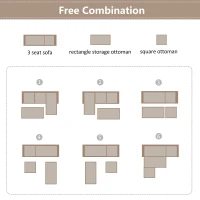 L-Shaped Reversible Sectional Couch with Storage Ottoman and Nailhead Trim, Textured Fabric, 81″ L x 76.5″ W x 35″ H, Warm Grey(m-9)