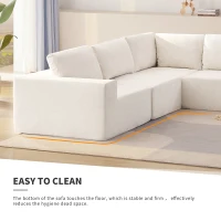 116" Modular L-Shaped Sectional Sofa with 5-Piece Free Combination, Luxury Foam-Filled Sleeper Sofa Bed, 116″ L x 116″ W x 30″ H, Beige(m-4)