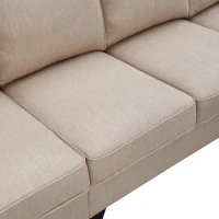 104.5" x 79" Modern L-Shaped 7-Seat Sectional Sofa with Chaise Lounge and Convertible Ottoman, Linen Fabric Couch for Living Room, Khaki(m-9)