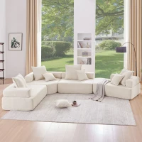 156" Oversized Modular U-Shaped Sectional Sofa with 4 Pieces Free Combination, Convertible Sleeper Couch for Living Room, Beige(m-9)