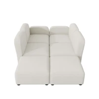 116" x 58" Velvet Modular Sectional 6-Seat Sleeper Sofa with Ottoman, U-Shaped Convertible Indoor Furniture for Living Room, Beige(m-11)